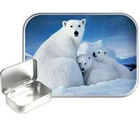 TEEZ Polar Bear 30ml Small Silver Hinged Tin, Hinged Pill Tin, 1oz Tobacco Tin