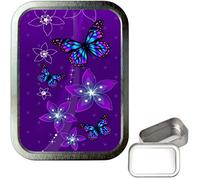 TEEZ - Purple Butterflies 2oz Silver Tobacco tin, Baccy Tin, Smoking Tin