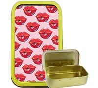 TEEZ Red Lips Pattern 1oz Gold Tobacco Tin,Baccy Tin, Pill Tin, Pocket tin