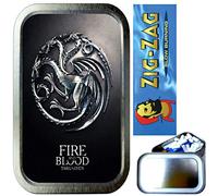 TEEZ TARGARYEN SMOKING SET, 1oz SILVER TOBACCO TIN,CIGARETTE PAPERS,CIGARETTE FILTERS,CIGARETTE TIPS