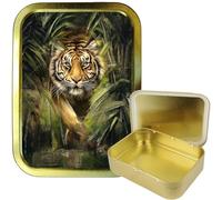 TEEZ tiger jungle 2oz gold tobacco tin, Gift Box, Storage Dimensions 108 x 80 x 25mm