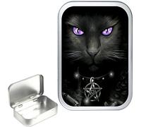 TEEZ Witches Cat 50ml Silver Hinged Tobacco Tin, Hinged 1oz Tobacco Tin