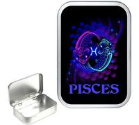 TEEZ - Zodiac Pisces 50ml, 1oz Hinged Silver Tobacco Tin, Pill Tin, Storage Tin