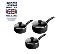 Tefal 3 Piece Aluminium Saucepan Set - Black