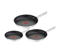 Tefal A704S3 Duetto 3-Piece Frying Pan Set | 20, 24 and 28 cm | Non-Stick Coating | Built-in Temperature Indicator | Suitable for All Hob Types