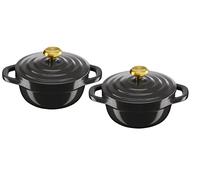 Tefal Air Mini Stew Pot Set of 2, 11cm Non Stick Cast Aluminium (Lighter Than Cast Iron) with Lid Grey E255S204