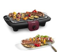 Tefal BG90E5 Easygrill Adjust Elektro- Tischgrill | 2300 Watt | 720 cm² Grillfläche | Einfache Reinigung | Schwarz/ Burgunderrot