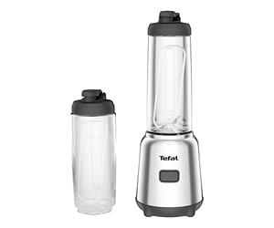 Tefal BL15FD30 Mix & Move Personal Blender 2 to go cups made of premium Tritan, space-saving compact design, removable blades, 300W power, Easy use by 1 button control,Silver