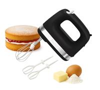 Tefal Black Collection Compact Electric Hand Mixer, 2 Speeds, 2 Stainless Steel whisks, 2 Emulsion Whisks, Baking, Cakes, Multifunction Kitchen Hand Mixer, Batter, 200W, Dishwasher Safe Parts HT2118G0