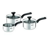 Tefal C973S344 Comfort Max Stainless Steel Saucepan Set, 3 Pieces - Silver