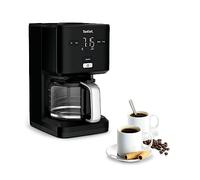 Tefal CM600810 Smart'n Light Coffee Maker, 24-Hour Programmable Filter, Capacity 1.25 L, Intuitive Digital Display, Perfect Extraction, Extra Large Shower Head, Drip Proof, Black, CM600810