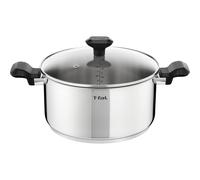 Tefal Comfort Max 24cm Stainless Steel Stewpot, Durable Casserole Dish with Glass Lid, Induction Compatible, Ergonomic Stay-Cool Handles, Dishwasher,