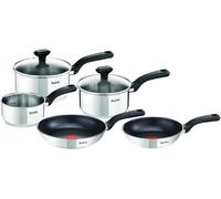 Tefal Comfort Max 5-Piece Stainless Steel Pots & Pan Set: Durable Cookware for Healthy Cooking, Induction Compatible, with Stay-Cool Ergonomic Handles. C972S544