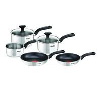 Tefal Comfort Max 5-Piece Stainless Steel Pots & Pan Set: Durable Cookware for Healthy Cooking, Induction Compatible, with Stay-Cool Ergonomic Handles