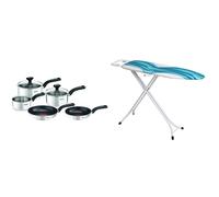Tefal Comfort Max, Pan Set, 14cm Milkpan, 16cm and 18cm Saucepans with Lids & Mabel Home Adjustable Height, Deluxe, 4-Leg, Ironing Board, Additinoal