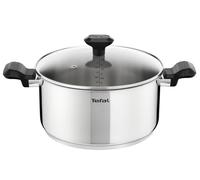 Tefal Comfort Max 24cm Stainless Steel Stewpot - Durable Casserole Dish with Glass Lid, Induction Compatible, Ergonomic Stay-Cool Handles, Dishwasher and Oven Safe