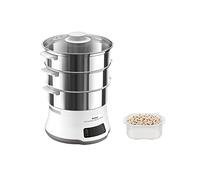 Tefal Convenient Series Deluxe Steamer, Simple Touch Screen, 8 Programmes, Cooking on 3 Levels, Stainless Steel Container, Durable Quality, Healthy Preparation, Stainless Steel/White, VC502D