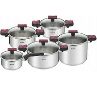 TEFAL COOKWARE SET COOK & CLIP 10 PCS SAUCEPAN STEWPOTS GLASS LIDS POTS POT LID