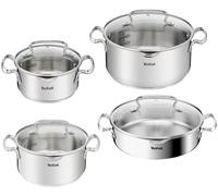 TEFAL COOKWARE SET DUETTO+ 8 PCS, STEWPOTS WITH GLASS LIDS + SHALLOW POT, POTS