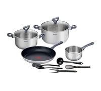 Tefal Daily Cook Cookware Set with Frying Pan 28 cm, Pots 20/24 cm and Saucepan 16 cm Stainless Steel, Thermospot Technology, Glass Lids, 5 Kitchen Accessories, Suitable for All Hobs and Ovens