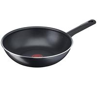 Tefal 28 cm Wok pan, 6 to 8 People, No Induction, Non-Stick Coating, Resistant, Easy to Clean, High Performance, Thermo-Signal, Made in France, Day by Day B56419AZ, Black/White