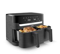Tefal Easy Fry Dual Zone Digital Air Fryer, 2 Drawers, 8.3L, 8in1, Air Fry, Extra Crisp, Roast, Bake, Reheat, Dehydrate, 6 Portions, Non-Stick, Dishwasher Safe Baskets, Grey EY901HG0