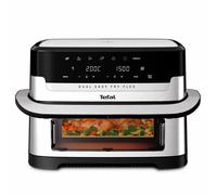 Tefal Dual Flex Air Fryer with Removable Divider & Viewing Window - 9L GiantZone or Dual 5.5L + 3.5L Cooking Zones, 6 Preset Programs, Energy Saving, Non-Stick Dishwasher Safe Parts, Black