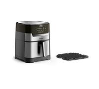 Tefal Easy Fry Precision+ 2-in-1 Digital Air Fryer And Grill 4.2L Capacity 8 Programs Inc Dehydrator Stainless Steel EY505D, 1550W