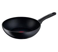 Tefal G28119 Black Stone Wok Pan 28 cm | Mineralia+ Non-Stick Coating | Safe | Thermal Signal | Suitable for Induction Cookers | Healthy Cooking | Stone Effect | Black, Aluminium