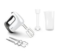 Tefal HT4611 Prep'Mix+ Hand mixer | 500 W | 5 speed sliding knob + Turbo | Accessories included: 2 whisks, 2 dough hooks, potato masher/measuring cup | White/Black