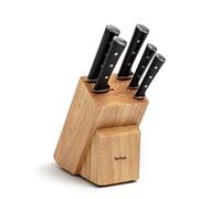 Tefal Ice Force 5-Piece Knife Wooden Block Set, German Stainless Steel Blade for Long-Lasting Cutting Performance and Sharpness, K232S574