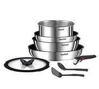 Tefal Ingenio 8-Piece Cookware Set, Frying Pans with Removable Handle, Induction, Stainless Steel, Non-Stick Coating, Stackable, Dishwasher Safe, Emotion L8979804