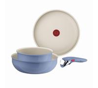 Tefal Ingenio Blue 4-Piece Non-Stick Cookware Set ? Induction Frying Pan, Wok, Saucepan, Detachable Handle, Oven Safe, Stackable, Compact RV Kitchen