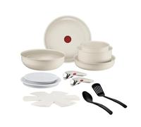 Tefal Ingenio Cerabright L8449834 15-Piece Cookware Set, Removable Handle, Space-Saving, Stackable Design, Induction Safe, Ceramic Non-Stick Coating, Beige