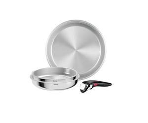 Tefal Ingenio Comfort Max 4-Piece Unsealed Pan Set | Extra strong base, space-saving, suitable for all types of cookers, secure handle, effortless cleaning, stainless steel