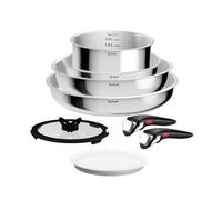 Tefal Ingenio Comfort Max 8-Piece Cookware Set, Extra Strong Base, Unsealed, Space-Saving, Thermal Signal, for All Hobs, Secure Grip, Effortless Cleaning, Stainless Steel, L968S834