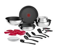 Tefal - Ingenio Comfort Max Cookware - 20 Pieces - Stainless Steel | Stackable pot and pan set, patented removable handle, titanium coating, suitable for induction and oven