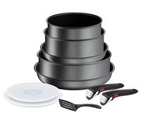 Tefal Ingenio Daily Chef ON 10 Piece Non-Stick Induction Pan Set, 22&26cm Frying Pans, 18&20cm Saucepans, 24cm Sautepan, 18&20cm Hermetic Lids, Spatula, 2 Bakelite Removable Handles, Grey, L7619302