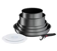 Tefal Ingenio Daily Chef ON 8 Piece Non-Stick Induction Pan Set, 22&24&28cm Frypans, 16&20cm Saucepans, 16&20cm Hermetic Lids, Bakelite Removable Handle, Grey, L7619202