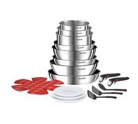 Tefal Ingenio Detachable Handle Pan 20pcs, Stainless Steel, Compact, Compatible with All hobs Induction & Oven, 2-in-1 Pans and bakeware Set, Stackable cookware Set Ideal for Small Kitchen storages