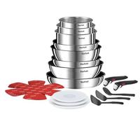 Tefal Ingenio Detachable Handle Pan 20pcs, Stainless Steel, Compact, Compatible with All hobs Induction & Oven, 2-in-1 Pans and bakeware Set, Stackable cookware Set Ideal for Small Kitchen storages