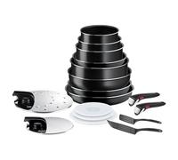 Tefal Ingenio Easy On 17-Piece Cookware Set, Non-stick Coating, Cooking Start Indicator, Diffusion Base, Healthy Cooking, Safe Cooking, Made in France L1599702 Black