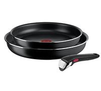 Tefal Ingenio Easy ON 3 Piece Non-Stick Pan Set, 24&28 cm Frying Pans, Bakelite Handle, Easy Cleaning, Heat Indicator, Non-Induction Black, L1599302