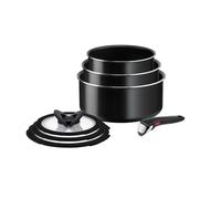 Tefal Ingenio Easy ON 7 Piece Non-Stick Saucepan Set, 16&18&20 cm Saucepans, 16&18&20 cm Glass Lids, Bakelite Removable Handle, Easy Cleaning, Heat