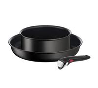 Tefal Ingenio Eco Resist 3 Piece Pan Set, Thermo-Signal, Aluminium, Black