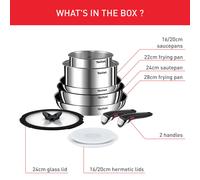 Tefal Ingenio Emotion 10 Piece Set Pots Pans Set Stainless Steel Stackable