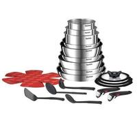 Tefal Ingenio Emotion 22 Piece Stainless Steel Pan Set Induction GLASS LIDS