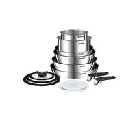 Tefal Ingenio Emotion Cookware Set 13 Pieces Pots and Pans with Removable Handles Non-Stick Coating Induction Cookware Set Silver/