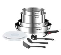 Tefal Ingenio Emotion L8971S04 10-Piece Cookware Set, Pans, Pots, Airtight Lids, Removable Handle, Induction, Stainless Steel, Stackable, Non-Stick Coating, Dishwasher Safe
