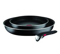 Tefal Ingenio Essential Try-Me Pan Set, 3 Pieces, Stackable, Removable Handle, Space Saving, Non-Stick, Black, L2009442
